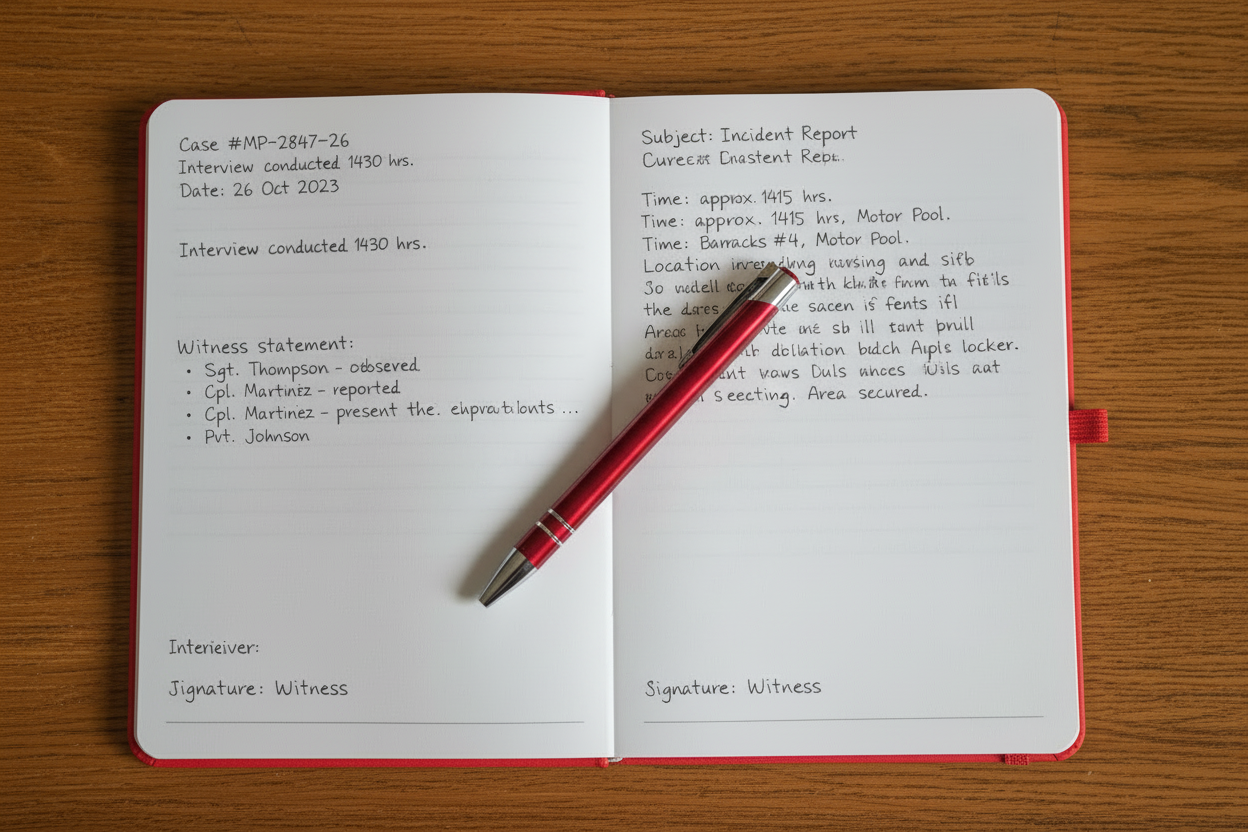 Military Notebook & pen